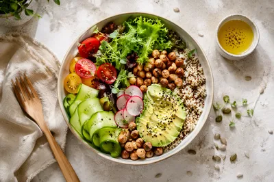 Fresh Healthy Salad Bowl Overhead