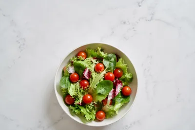 Fresh Healthy Salad Bowl Overhead Scene