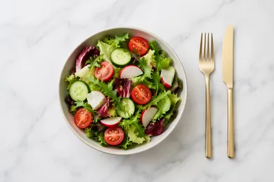 Fresh Healthy Salad Bowl Overhead Scene