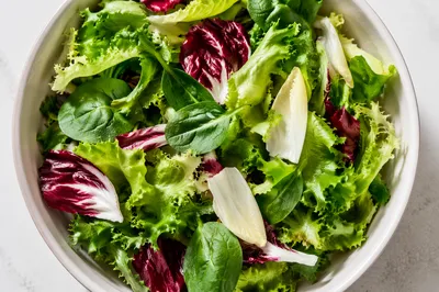 Fresh Mixed Green Salad Overhead View