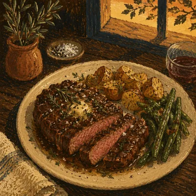 Rustic Grilled Steak Dinner with Herbs
