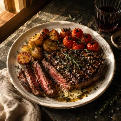Rustic Grilled Steak Dinner with Herbs