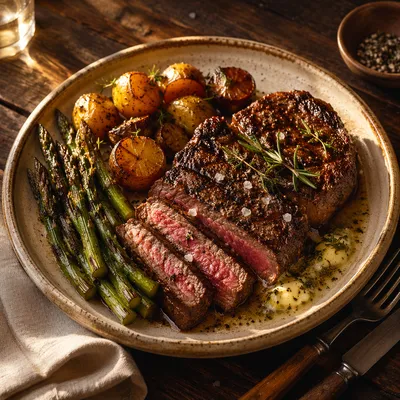 Rustic Grilled Steak Dinner with Herbs