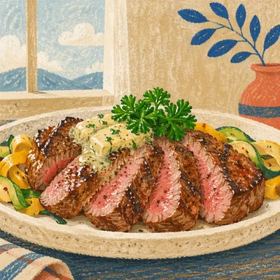 Herb Butter Grilled Steak Dinner Plate