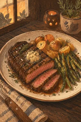 Rustic Grilled Steak Dinner with Herbs