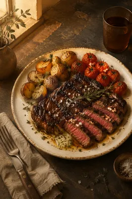 Rustic Grilled Steak Dinner with Herbs