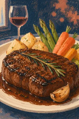 Grilled Steak Dinner with Herbs
