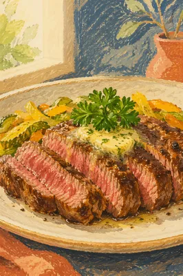 Grilled Steak Dinner with Herb Butter