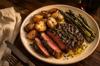 Rustic Grilled Steak Dinner with Herbs