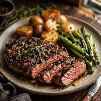 Juicy Grilled Steak Dinner with Herbs