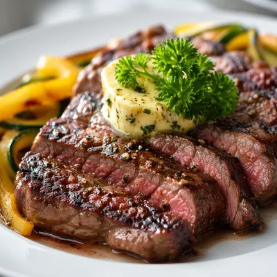 Grilled Steak Dinner with Herb Butter