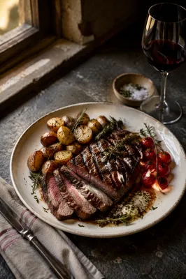 Grilled Steak Dinner with Herbs