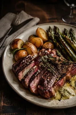 Rustic Grilled Steak Dinner with Herbs