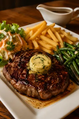Hearty Grilled Steak Dinner with Herb Butter