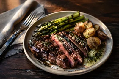 Grilled Steak Dinner Plate with Herbs