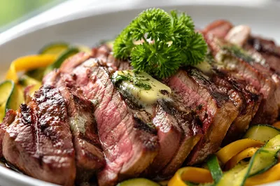 Grilled Steak Plate with Herb Butter
