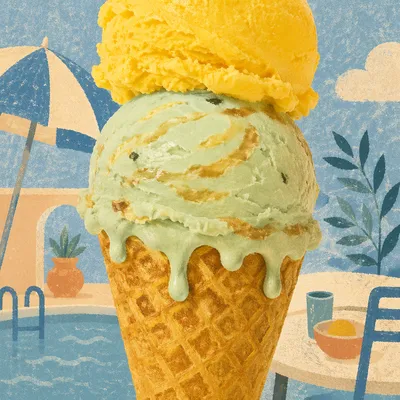 Colorful Summer Ice Cream Cone Closeup