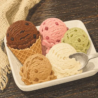 Colorful Summer Ice Cream Dessert Plate