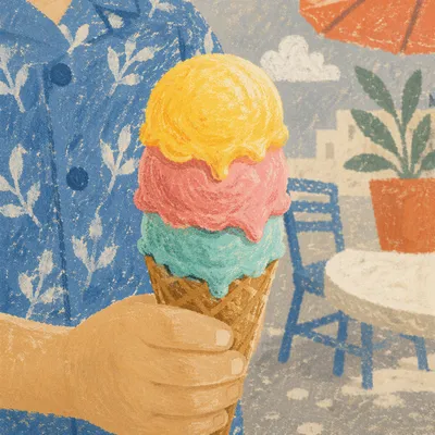 Colorful Summer Ice Cream Cone Close-Up