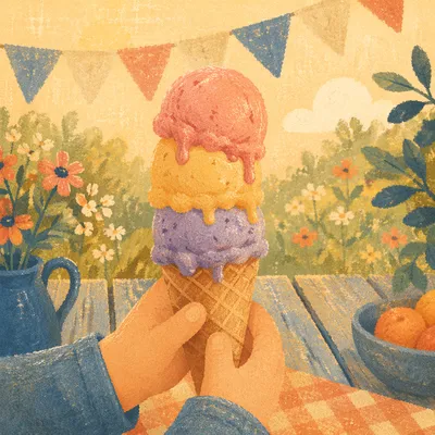 Colorful Summer Ice Cream Cone Picnic