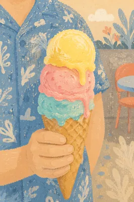 Colorful Summer Ice Cream Cone Close-Up