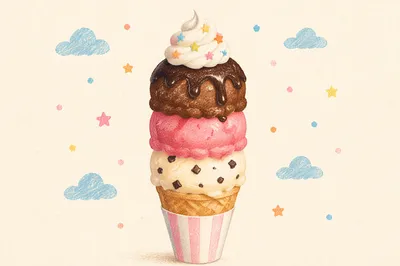Colorful Summer Ice Cream Cone
