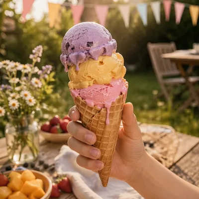 Colorful Summer Ice Cream Cone