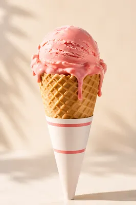 Colorful Strawberry Ice Cream Cone