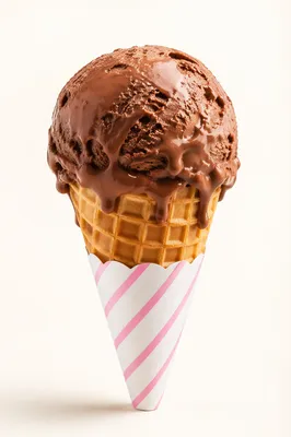 Melting Chocolate Ice Cream Waffle Cone