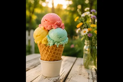 Colorful Summer Ice Cream Cone