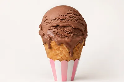 Melting Chocolate Ice Cream Waffle Cone