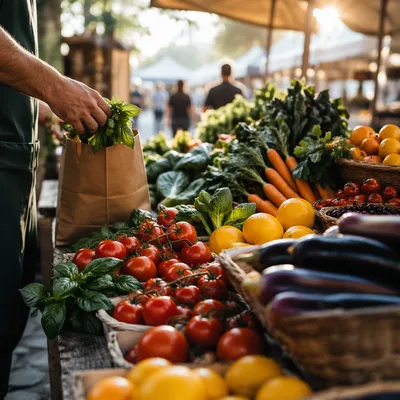 Colorful Fresh Produce Market Stall Morning