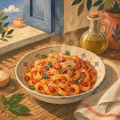 Rustic Italian Pasta with Tomato Basil