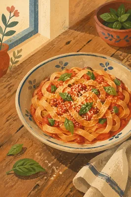 Rustic Italian Pasta with Tomato and Basil