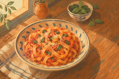 Rustic Italian Pasta with Tomato and Basil