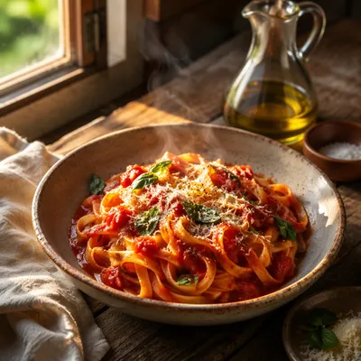 Rustic Italian Pasta with Tomato Basil