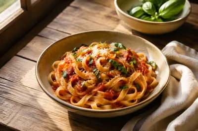 Rustic Italian Pasta with Tomato and Basil