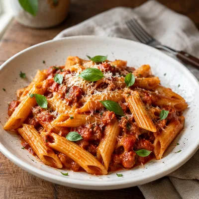 Italian Penne Pasta with Tomato Basil