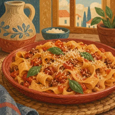 Rustic Italian Pasta with Tomato Basil Sauce