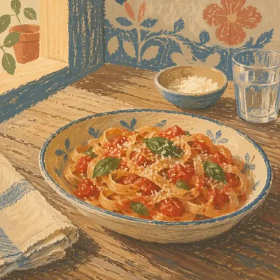 Rustic Italian Pasta with Tomato Basil