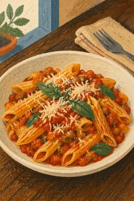 Rustic Penne Pasta with Tomato Basil