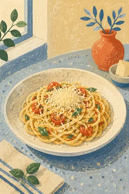 Homemade Italian Spaghetti with Tomato Basil