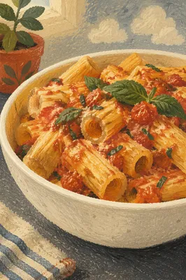 Cozy Rigatoni Pasta With Tomato Basil