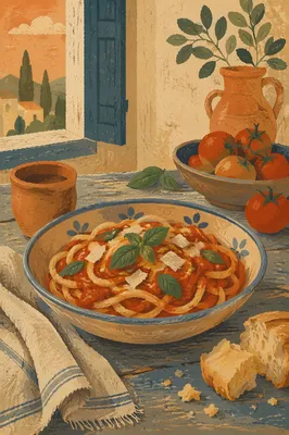 Rustic Italian Pasta with Basil and Tomatoes