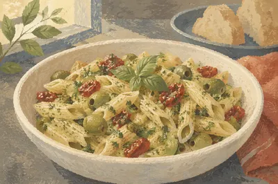 Italian Penne with Basil Pesto