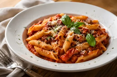 Italian Penne Pasta with Tomato Basil