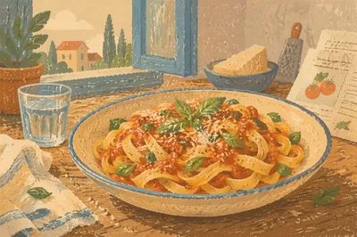 Rustic Italian Pasta with Tomato Basil