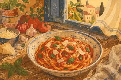 Rustic Italian Pasta with Tomato Basil