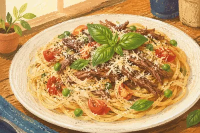 Rustic Italian Pasta with Basil and Tomato