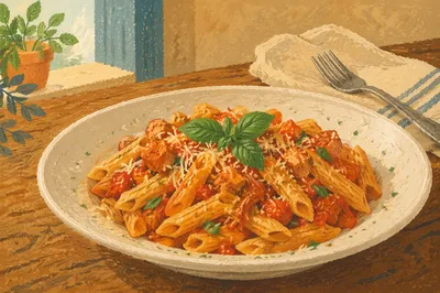 Rustic Penne Pasta with Tomato Basil
